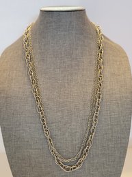 50' Silvertone Multi Layered Chain Necklace