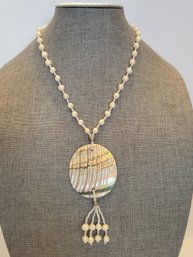 Pearl Style Necklace With AMother Of Pearl Pendant