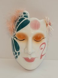 Vtg Price Products Ceramic Face Wall Mask Pocket Vase