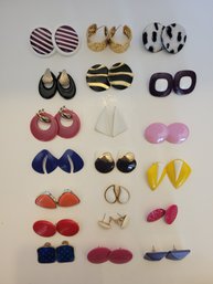 Vtg Collection Of 20 Pairs Of Colorful Earrings