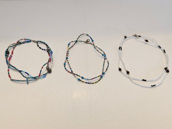 3 Handmade Seed Bead Necklaces