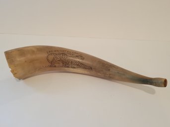 Antique Scrimshaw Steer Horn