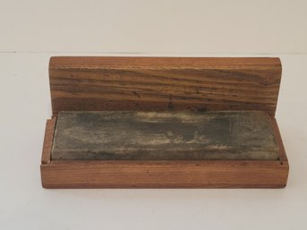 Vtg  Sharpening Stone In A Fitted Wooden Box