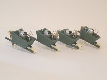 4 Miniature Decorative Garden Wheelbarrow