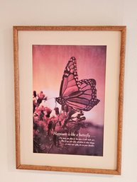 Vtg 'Happiness Is Like A Butterfly' Framed Wall Art