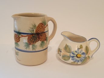 2 Handpainted Pottery Pitchers