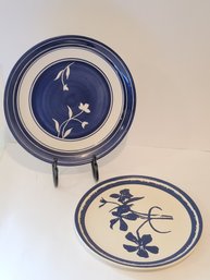 2 Large 13' Blue And White Serving Platters