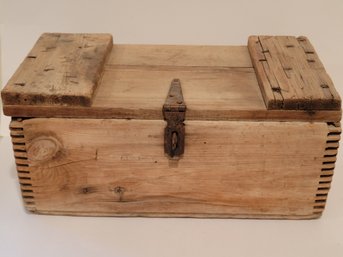 Vtg Handcrafted Rustic Wooden Chest