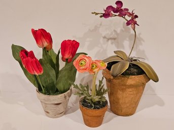 3 Artificial Flowers Potted Plants Decor
