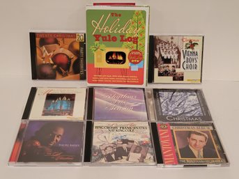 Holiday Yule Log Gift Book And 8 Christmas CDS