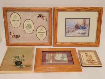 Vtg Wood Framed Art Prints And Wall Decor