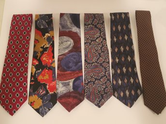 6 Vtg Men's Silk Ties