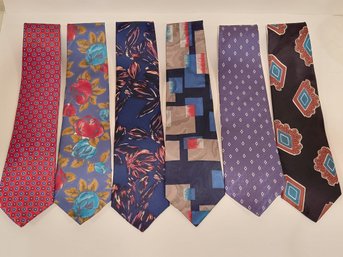 6 Vtg Silk Men's Ties