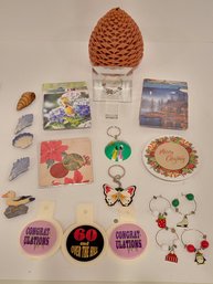 Collection Of Coasters Pins Magnets Keychains And More