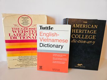 3 Assorted Dictionaries Books
