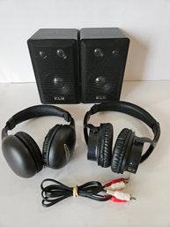 KLH Speakers And 2 Pair Headphones