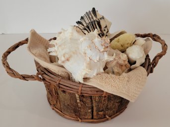 Rustic Basket Of Sea Shells