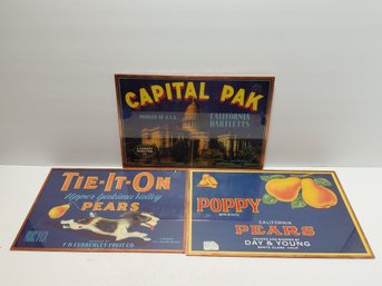 Set Of 3 Reproduced Vintage Prints Fruit Crate Framed Labels