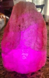 Color Changing Salt Rock Light On Wood Base