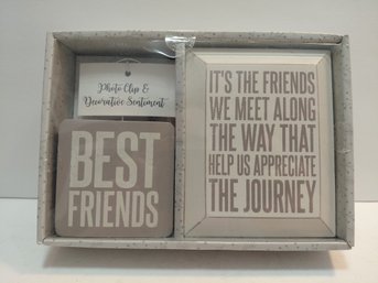 Best Friends Clever Caption Box & Photo Clip Table Top Decor Set.