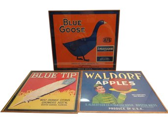 Collection Of Vintage Fruit And Produce Crate Labels