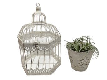 White Decorative Hexagon Metal Bird Cage