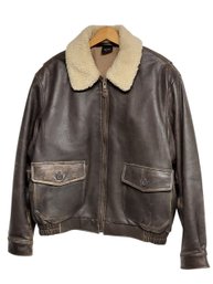 Brown Leather Flight Jacket Size XL