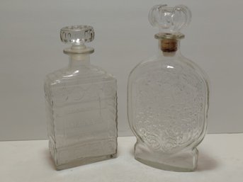 Vintage Schenley Embossed Glass Liquor Decanters