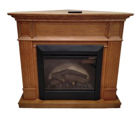Real Flame Camden Corner Electric Fireplace In A Light Oak Finish.