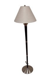 Floor Lamp Featuring An Espresso And Brushed Steel Finish.