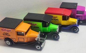 4 Vintage 1:52 Scale Matchbox Diecast Kellogs Cereal Model A & T Ford Trucks