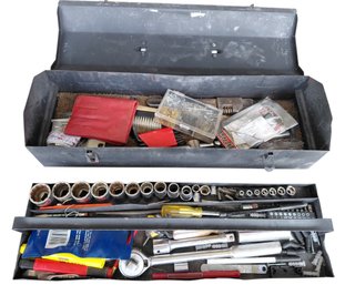 Assorted Tools In Metal Box