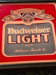 Vtg 1982 Budweiser Light Beer Bar Sign