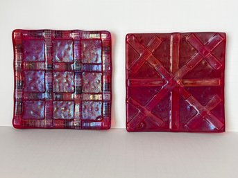 Signed Iridescent Glass Plate Decor