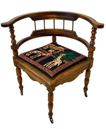 Antique Wooden Corner Chair On Wheels