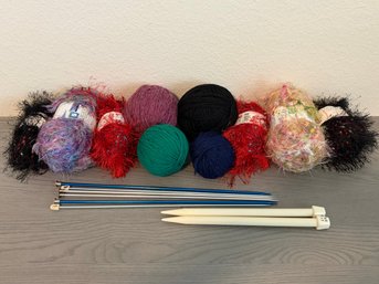 Yarn And Knitting Needle Lot