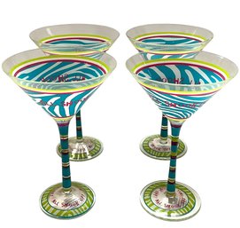4 All Shook Up Zebra Print Martini Glasses
