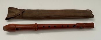 Vtg Wooden Recorder With Case