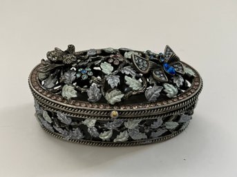 Vtg Butterfly And Bee Trinket Box
