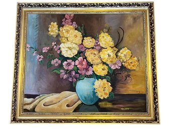 Signed Spring Flowers Oil Painting