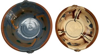 2 Handmade Red Clay Pottery Bowls