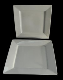 2 Large White Glass Platters