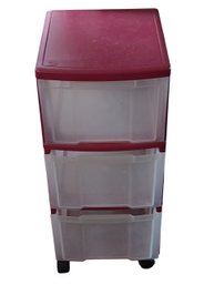 Red 3 Drawer Storage Cubby