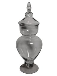 Vtg Clear Glass Apothecary Jar