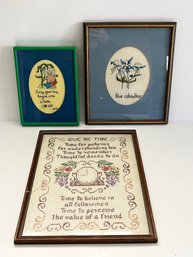 3pc Needle Point Stitch Framed Wall Art