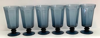 6 Vintage Lenox Antique Dark Blue Iced Tea Glasses