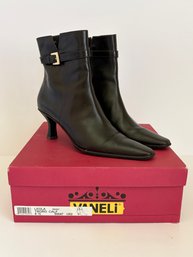 Vtg Vaneli Leola Black Leather Ankle Boots Sz 8