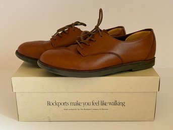 Vtg Rockport Brown Leather Derby Shoes Sz 8