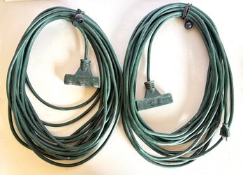 2 Pc 50 Ft Green Outdoor Extension Cords