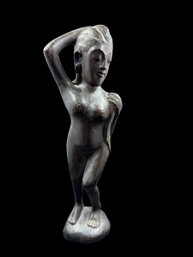 Vintage Balinese Hand-carved Wooden Nude Female Sculpture.